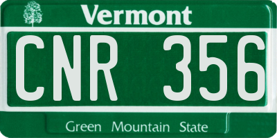 VT license plate CNR356