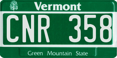 VT license plate CNR358