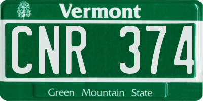 VT license plate CNR374