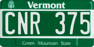 VT license plate CNR375