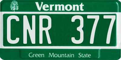 VT license plate CNR377