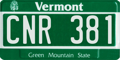VT license plate CNR381