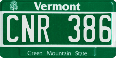 VT license plate CNR386