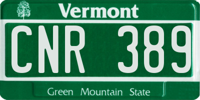 VT license plate CNR389