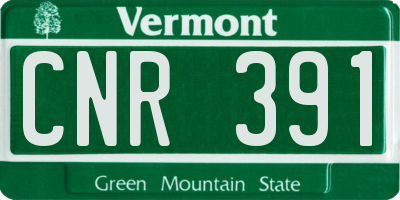 VT license plate CNR391