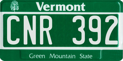 VT license plate CNR392