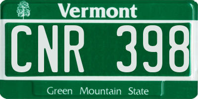 VT license plate CNR398