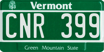 VT license plate CNR399