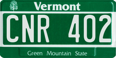VT license plate CNR402
