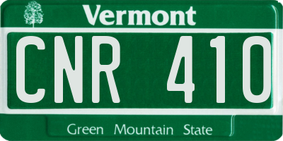VT license plate CNR410
