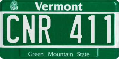 VT license plate CNR411