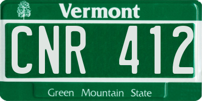 VT license plate CNR412