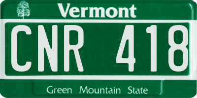 VT license plate CNR418