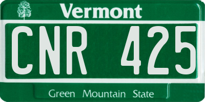 VT license plate CNR425