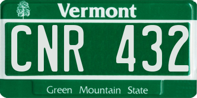 VT license plate CNR432