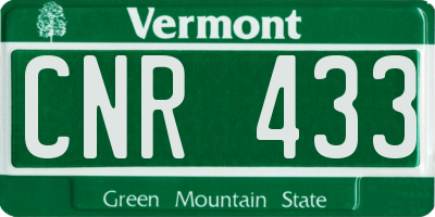 VT license plate CNR433