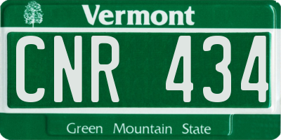 VT license plate CNR434