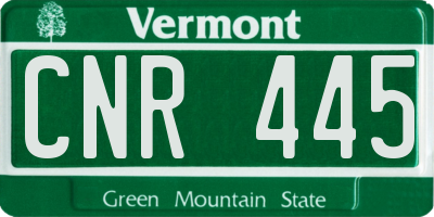 VT license plate CNR445