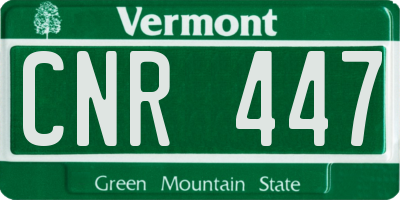 VT license plate CNR447