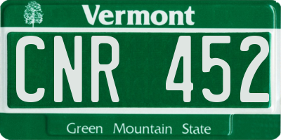 VT license plate CNR452