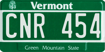 VT license plate CNR454