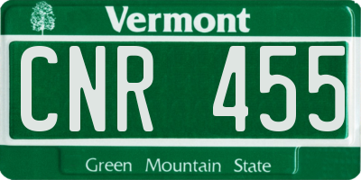 VT license plate CNR455