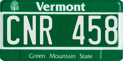 VT license plate CNR458