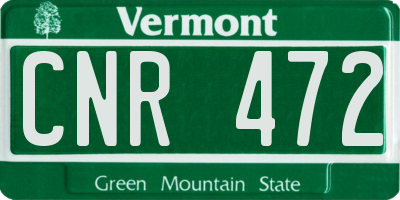 VT license plate CNR472