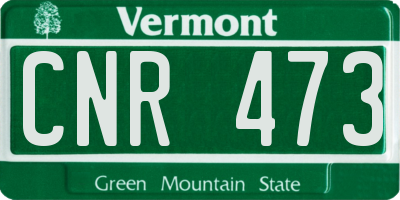 VT license plate CNR473
