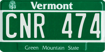 VT license plate CNR474