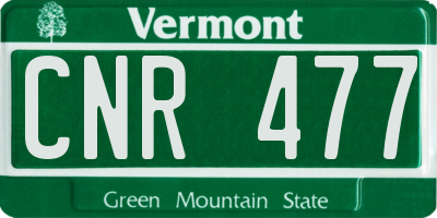 VT license plate CNR477