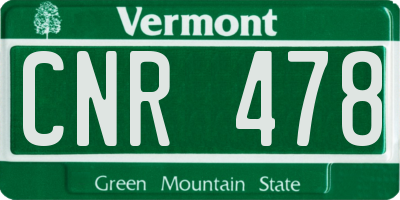 VT license plate CNR478
