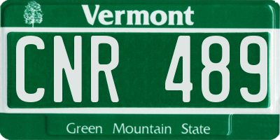 VT license plate CNR489