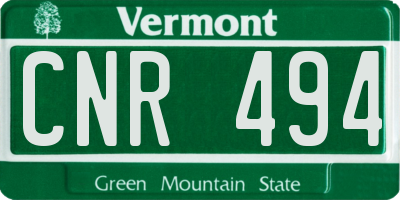 VT license plate CNR494
