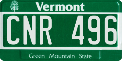 VT license plate CNR496