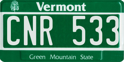 VT license plate CNR533