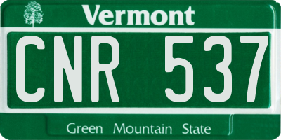 VT license plate CNR537
