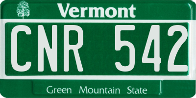VT license plate CNR542