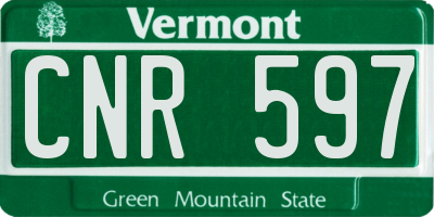 VT license plate CNR597