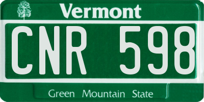 VT license plate CNR598