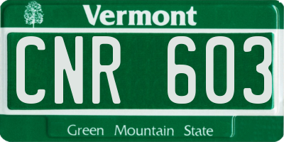 VT license plate CNR603
