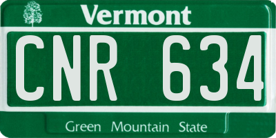 VT license plate CNR634