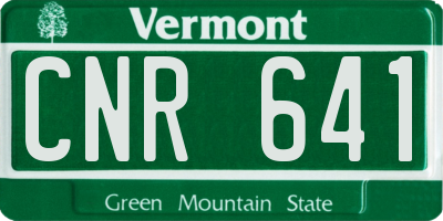 VT license plate CNR641