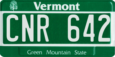 VT license plate CNR642