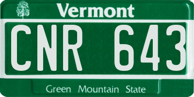 VT license plate CNR643