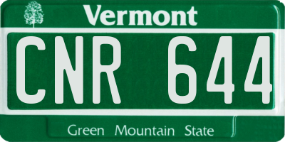 VT license plate CNR644