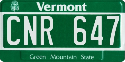 VT license plate CNR647