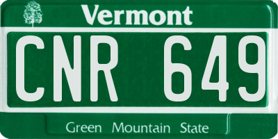 VT license plate CNR649