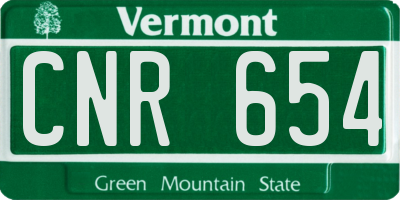 VT license plate CNR654