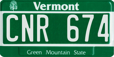VT license plate CNR674